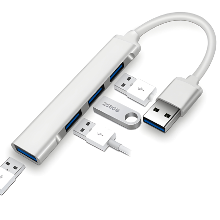 HUB Type-C 4 en 1 pour Ordinateur Portable 4 Ports USB 3.0 - Argenté