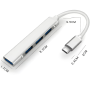 HUB Type-C 4 en 1 pour Ordinateur Portable 4 Ports USB 3.0 - Argenté