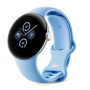 Montre connectée Google Pixel Watch 2 WiFi Boîtier en Argent Poli Bracelet Sport Bleu Azur