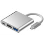 Hub Type-C 3 en 1 - HDMI 4K + Type-C + USB C 3.0  - Argenté