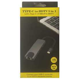 Hub Multifonction Type-C 5-en-1: HDMI, LAN, 2 Ports USB 3.0, Type-C