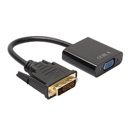 Adaptateur DVI-D mâle vers VGA femelle 15cm - Noir