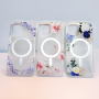 Coque de Protection Transparente Givré Avec Magsafe Flower-04 pour iPhone - Fleur Violet (Mayline)