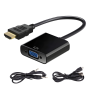 Adaptateur HDTV vers VGA avec Cable Audio + Cable d'Alimentation USB - 25cm - Noir