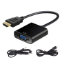 HDTV to VGA Adapter with Audio Cable USB Power Cable - 25cm - Black