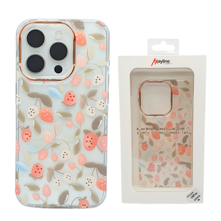 Coque de Protection Transparente avec Motifs Flower-03 pour iPhone - Saumon (Mayline)