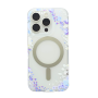 Coque de Protection Transparente Givré Avec Magsafe Flower-04 pour iPhone - Fleur Violet (Mayline)