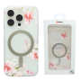 Coque de Protection Transparente Givré Avec Magsafe Flower-08 pour iPhone - Fleur Rose (Mayline)