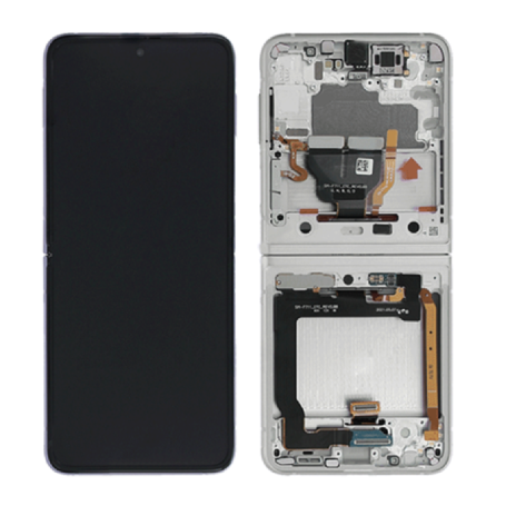 Ecran Samsung Galaxy Z Flip 4 5G (F721B) Argent/Blanc + Châssis (Service Pack)