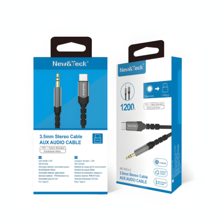 Audio Jack Cable 3.5mm Male / Type-C 3.5mm Male Braided Nylon 1.2m New&Teck NT-M54-C