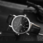 Modiya Men's Quartz Watch PU Leather Strap Digital Numeral White Black