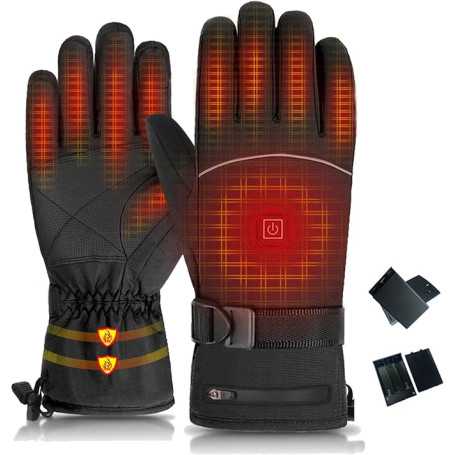 Gants Chauffants Électriques avec Batterie Rechargeable - Noir