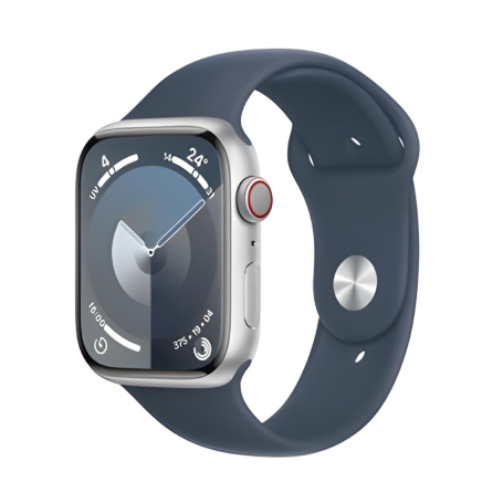 Montre Connectée Apple Watch Series 9 GPS + Cellular 45mm Aluminium Argent Avec Boîte et Bracelet - Comme Neuf