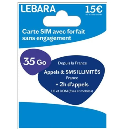 Carte SIM Prépayée Lebara Mobile illimité +35 Go d’Internet sans engagement