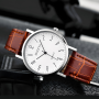 Modiya Men's Quartz Watch PU Leather Strap Digital Numeral White Brown