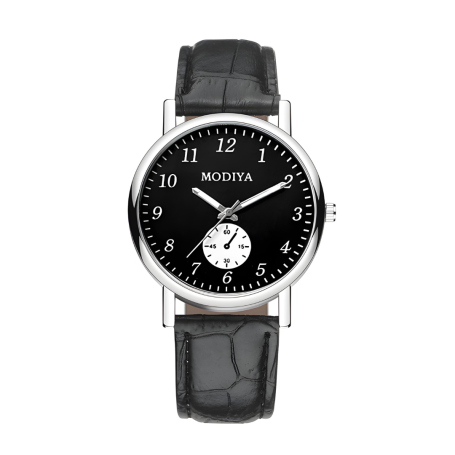 Montre à Quartz pour Hommes Modiya Bracelet en Cuir PU avec Petit Cadran Noir