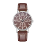 Modiya Men's Quartz Watch PU Leather Strap with 3 Small Dial Model 999 Brown