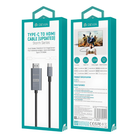 HDMI to Type C Cable (Updated) - Devia Storm Series - 2 M - Black