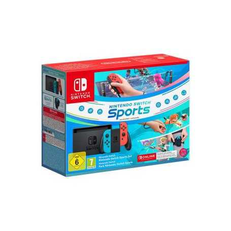 Console Switch 1.1 Nintendo Neon Bleu / Neon Rouge + Switch Sport + Fascia + 3 Mesi