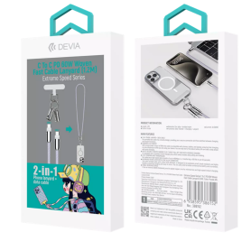 Fast Charging Cable Necklace 2-in-1 Type-C & Type-C Devia Extreme 60W 1.2M Purple