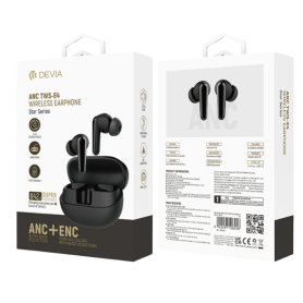 Devia Star Series 7H Bluetooth ANC TWS E4 Wireless Earphones - Black | Premium Sound Experience