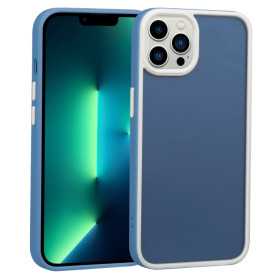 Transparent Protective Case with Contrast Color Frame for iPhone - Dark Blue