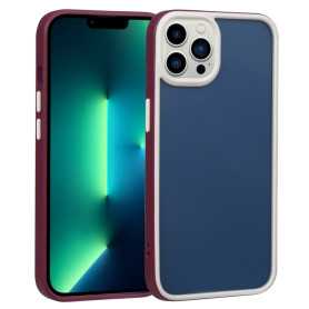 Transparent Protective Case with Contrast Color Frame for iPhone - Vine Red