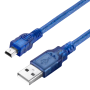 Cable USB 2.0 Male to Mini USB Male 0.3m Blue Transparent - Bulk