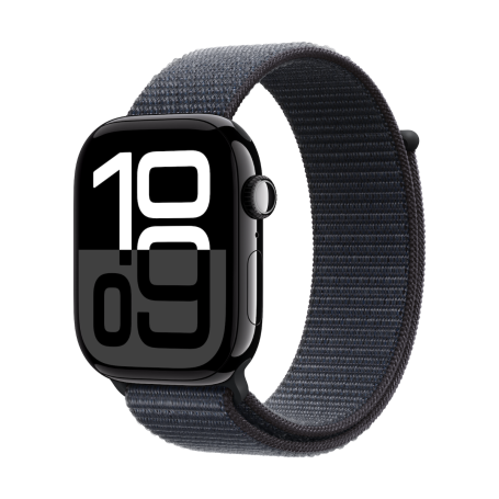 Montre Connectée Apple Watch S10 GPS aluminium noir de jais 46 mm, Boucle Sport encre violette MWWR3 - Neuf