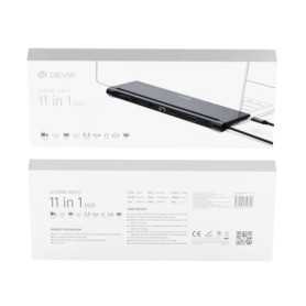 11 in 1 Hub Devia Leopard Series - Fast Charging Multiport Type C Metallic Gray - Simultaneous Support