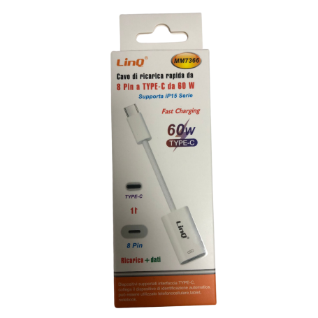 Adapteur 8 Pin Vers Type-C 60 W Charge Rapide MM7366