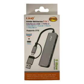 HUB Type-C/USB 5 in 1 Adapter - 2 USB 2.0, SD & TF Ports, USB 3.0 | LinQ IT7951