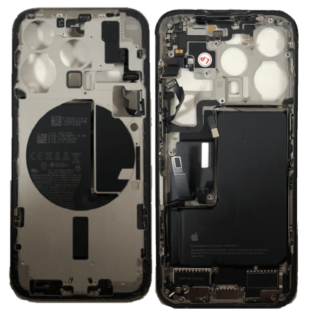 Châssis iPhone 15 Pro sans Vitre Arrière avec Batterie Titane Bleu (Original Demonté) Grade A