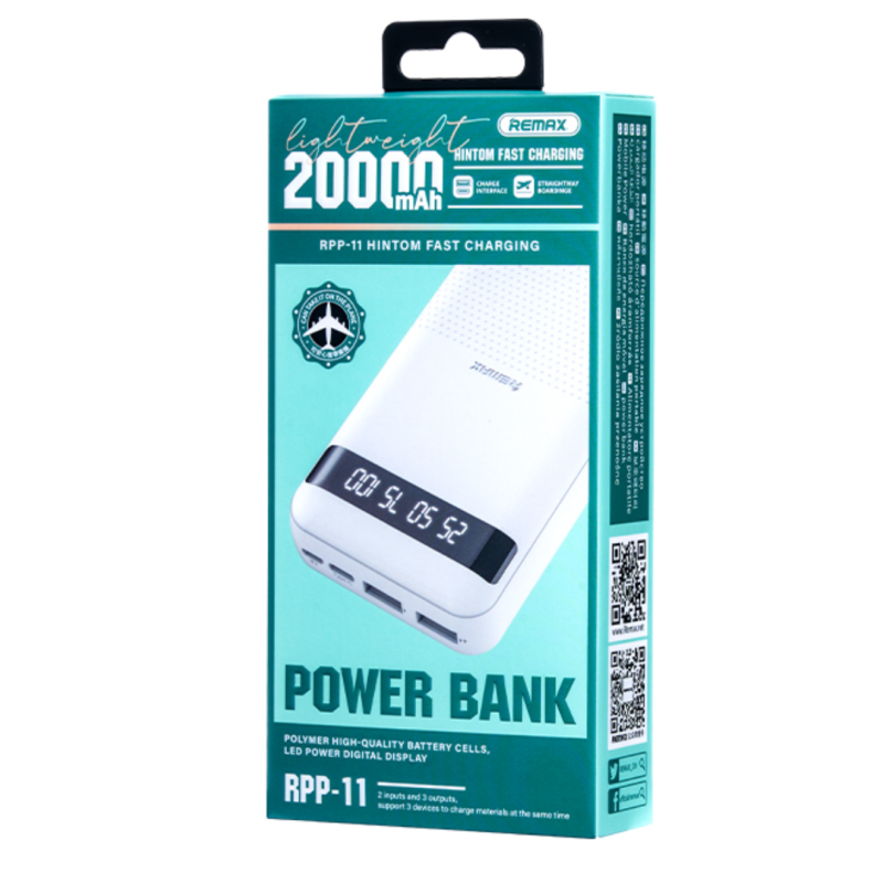 REMAX Hintom RPP-11 Power Bank 20000mAh White – 2.4A Fast Charging for ...