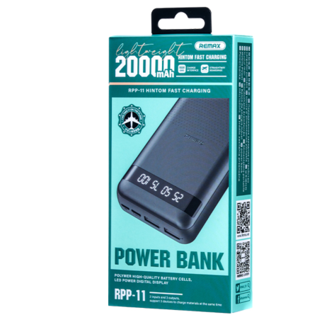 REMAX Hintom RPP-11 – 2.4A Fast Charge, 3 Devices Simultaneously Power Bank 20000mAh - Black