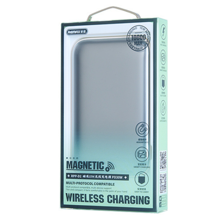 REMAX RPP-D2 10000mAh Magnetic Power Bank - 15W Magnetic and 30W Type-C Cable - Sleek Design - Beige