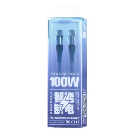 REMAX Intelyelec Series RC-C115 100W Braided Fast Charging Type-C / Type-C Cable - 1.2M - Blue