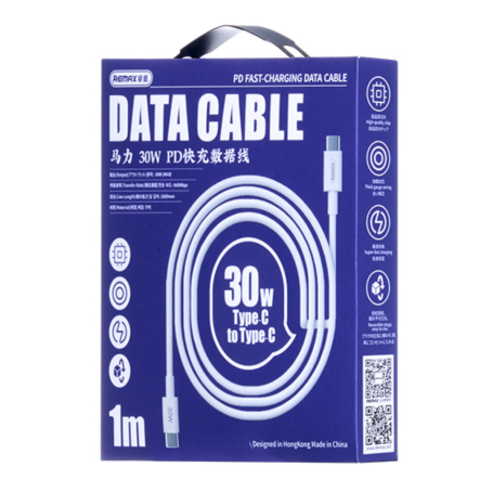 REMAX Type-C / Type-C Fast Charging Data Cable 30W 1M Marlik Series RC-C021 - White