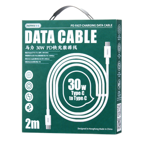 Câble Type-C / Type-C Charge Rapide 30W 2M REMAX Série Marlik RC-C021 - Blanc