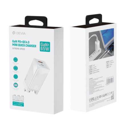 USB-C DEVIA GaN 65W PD QC4.0 USB Power Adapter