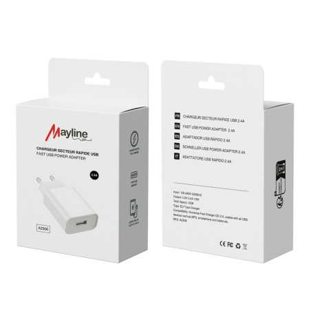 USB Power Adapter 2.4A 12W - Fast Charger (Mayline)