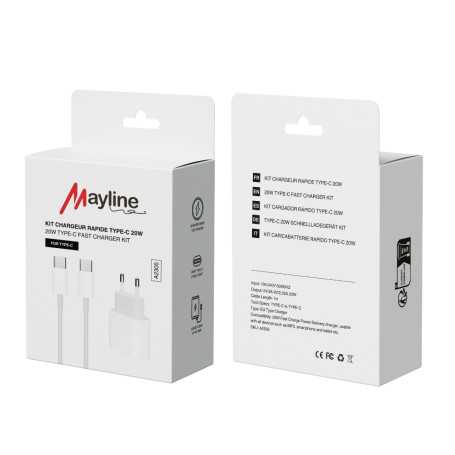 Kit Chargeur Rapide 20W Type-C vers Type-C Mayline | Etech-Parts
